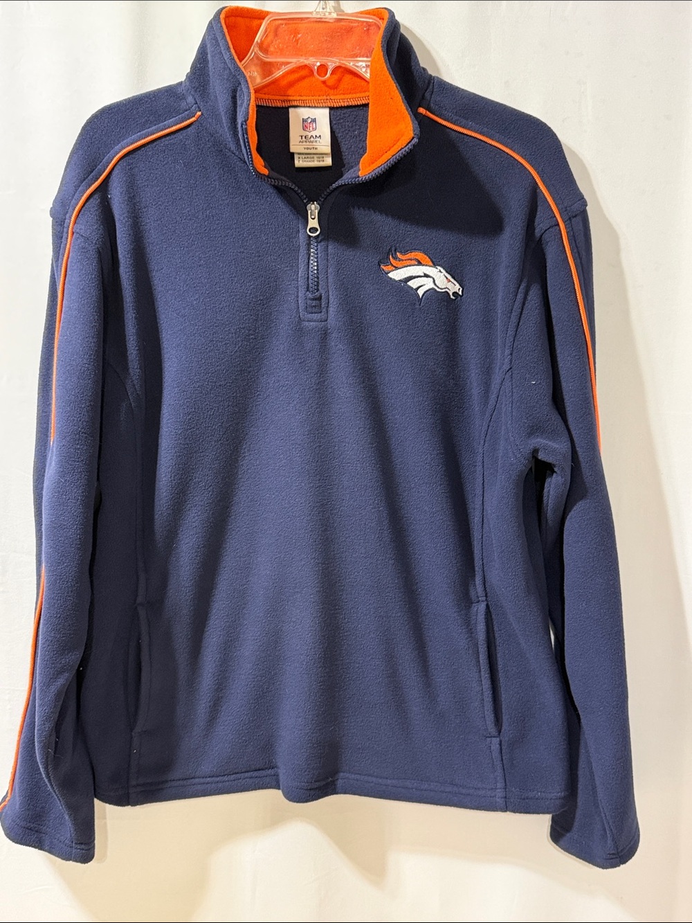 NFL Navy and Orange Denver Broncos Half-Zip Fleece Pullover